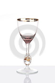 Rare antique wine glass with reflection