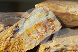Rare boulder opal in Coober Pedy, Australia.