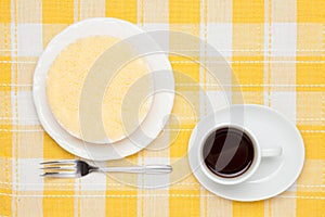 Rare cheese cake and coffee