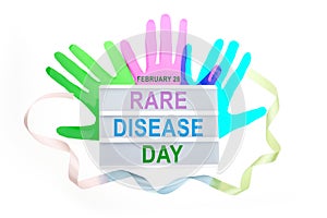 Rare Disease Day Poster or Banner Background. Top view