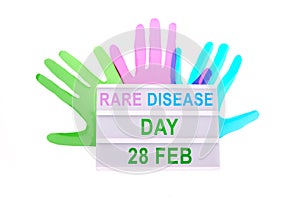 Rare Disease Day Poster or Banner Background. Top view