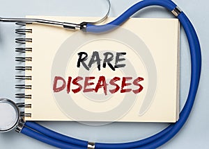 Rare diseases inscription words. Medical concept of unusual disorders