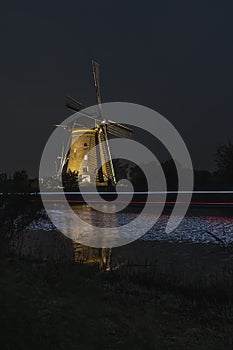 Rare illuminated windmill at Kinderdjik photo