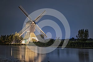 Rare illuminated windmill at Kinderdjik