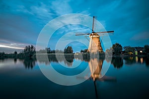 Rare illuminated windmill at Kinderdjik