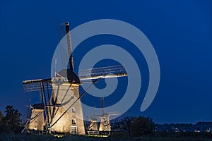 Rare illuminated windmill at Kinderdjik