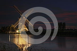 Rare illuminated windmill at Kinderdjik