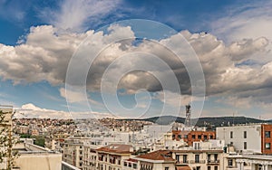 Rare Panoramic view of Aristotelous and the Old Town of Thessaloniki City, under the beautiful sky of Greece