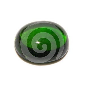 Rare Russian chromdiopside cabochon on white background