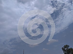 A rare seasonal new awesome view of white clouds in blue sky