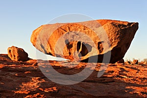 Rare shaped red rocks in the outback of Pilbara region in Western Australia