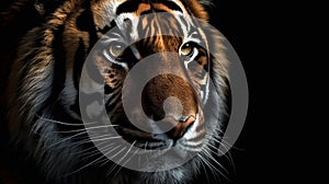 rare tiger subspecies that inhabits. Close-up detail portrait of tiger, Beautiful face of tiger