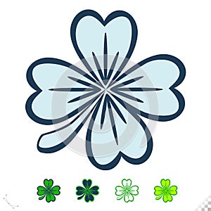 Rare variation four leaf clover Luck charm vector colored and line art holiday irish Saint Patrick`s Day, LÃ¡ FhÃ©ile PÃ¡draig