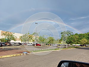 A rare view of double rainbow at Robinson& x27;s Place Roxas. photo