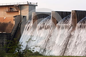 A rare view of Midmar dam overflowing the wall