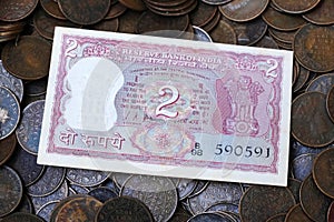 Rare Vintage Indian Currency, A background of old vintage Indian currency notes