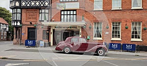 Rare Vintage Red Bentley R-Type circa 1953 at Maids Head Hotel, Tombland, Norwich, Norfolk, England.