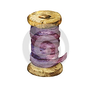 Rare vintage velvet purple ribbon spool.