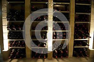 Rare magnum wine bottles in Bordeaux photo