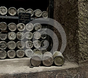 Rare wines in Massandra winery, Yalta, Crimea