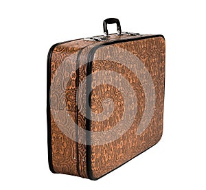 Rarity brown leather suitcase, isolated
