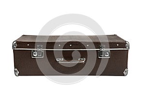 Rarity brown leather suitcase, isolated