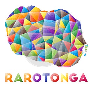 Rarotonga - colorful low poly island shape.