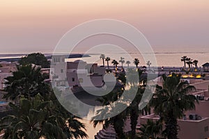 Ras Al Khaimah, UAE - 04.04.2022 - View of the beach and private villas at The Cove Rotana Resort. Holiday