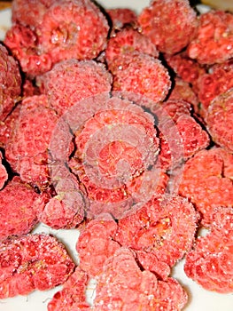 Rasberries covered of ice