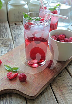 Rasberries juice with ice