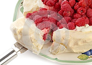 Rasberry Pavlova dessert