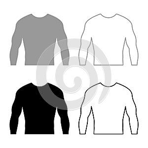Rashguard Long sleeves top set icon grey black color vector illustration flat style image
