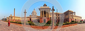 Rashtrapati Bhavan, president residence in India, Delhi, morning panorama
