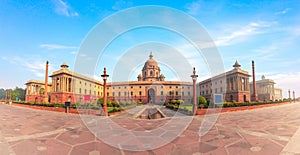 The Rashtrapati Bhavan, the Presidential palace in New Delhi, India, beautiful panorama