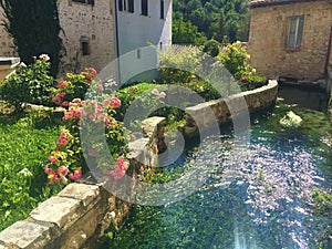 Rasiglia, the village of the water streams, Umbria region, Italy. Nature, tourism and splendour photo