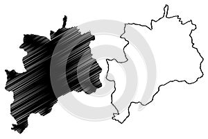 Rasina District Republic of Serbia, Districts in Sumadija and Western Serbia map vector illustration, scribble sketch Rasina map