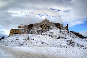 Rasnov citadel, winter landscape