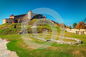 Rasnov fortress with antique ruins in Transylvania, Rasnov, Romania, Europe