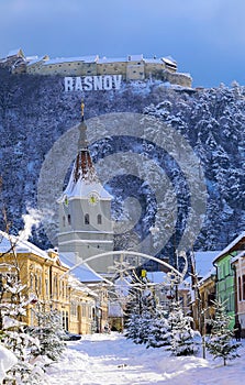 Rasnov town in winter, Romania