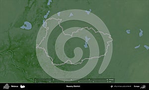Rasony District outlined, Belarus. Physical