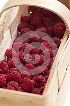 raspberries in basket