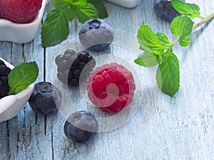 raspberries, blackberries and blueberries photo