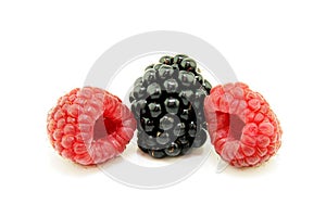 Raspberries and blackberry