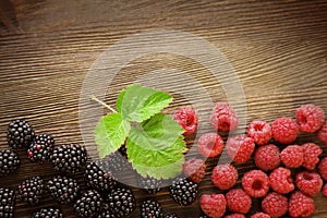 Raspberries and blackberry