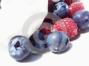 Raspberries & Blueberries & Greek Yogart V photo