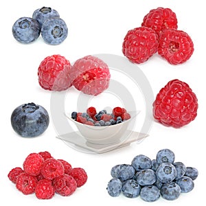 Raspberries and blueberries mix