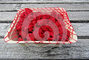 Raspberries in compostable carton box