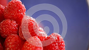 Raspberries fruit gyrating in close up