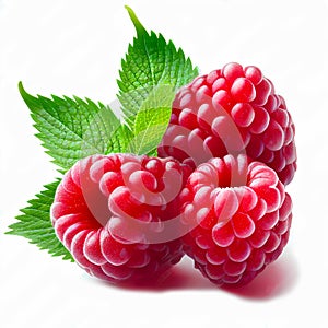 Raspberries isolated on white background. Generative ai