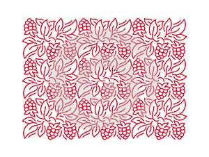 Raspberries line pattern. Flourish background design element. Editable outline. Vector line.